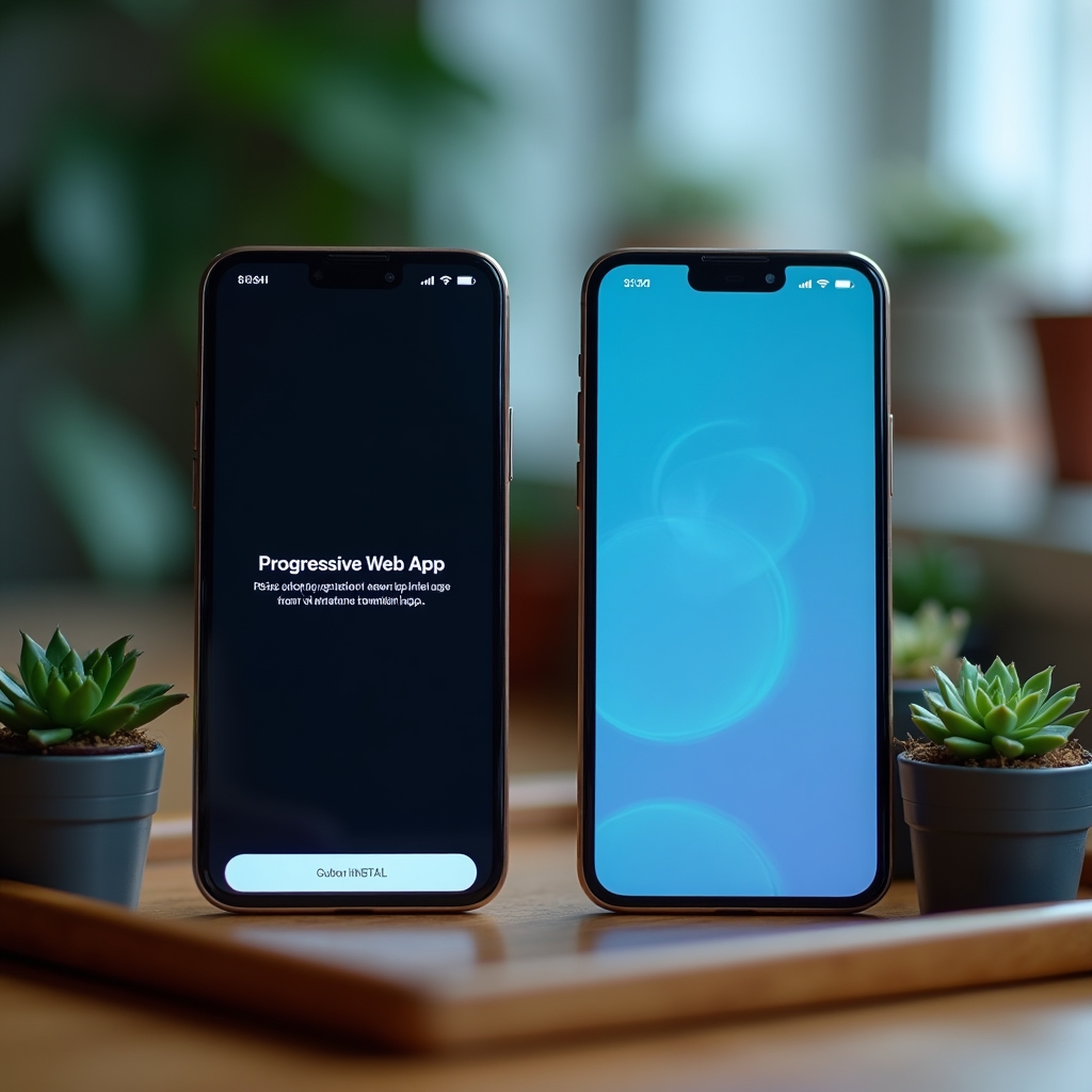 Interfejs Progressive Web App na urządzeniu mobilnym